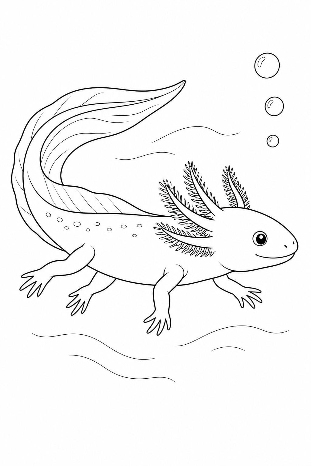 Schwimmender Axolotl Ausmalbild