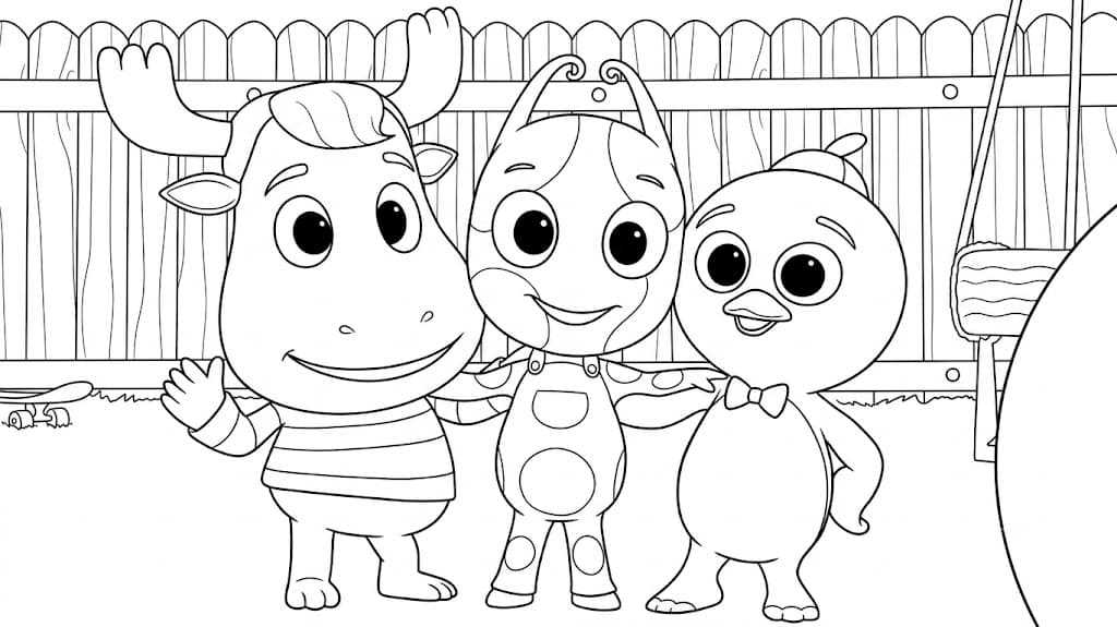 Tyrone, Uniqua und Pablo Backyardigans Ausmalbild