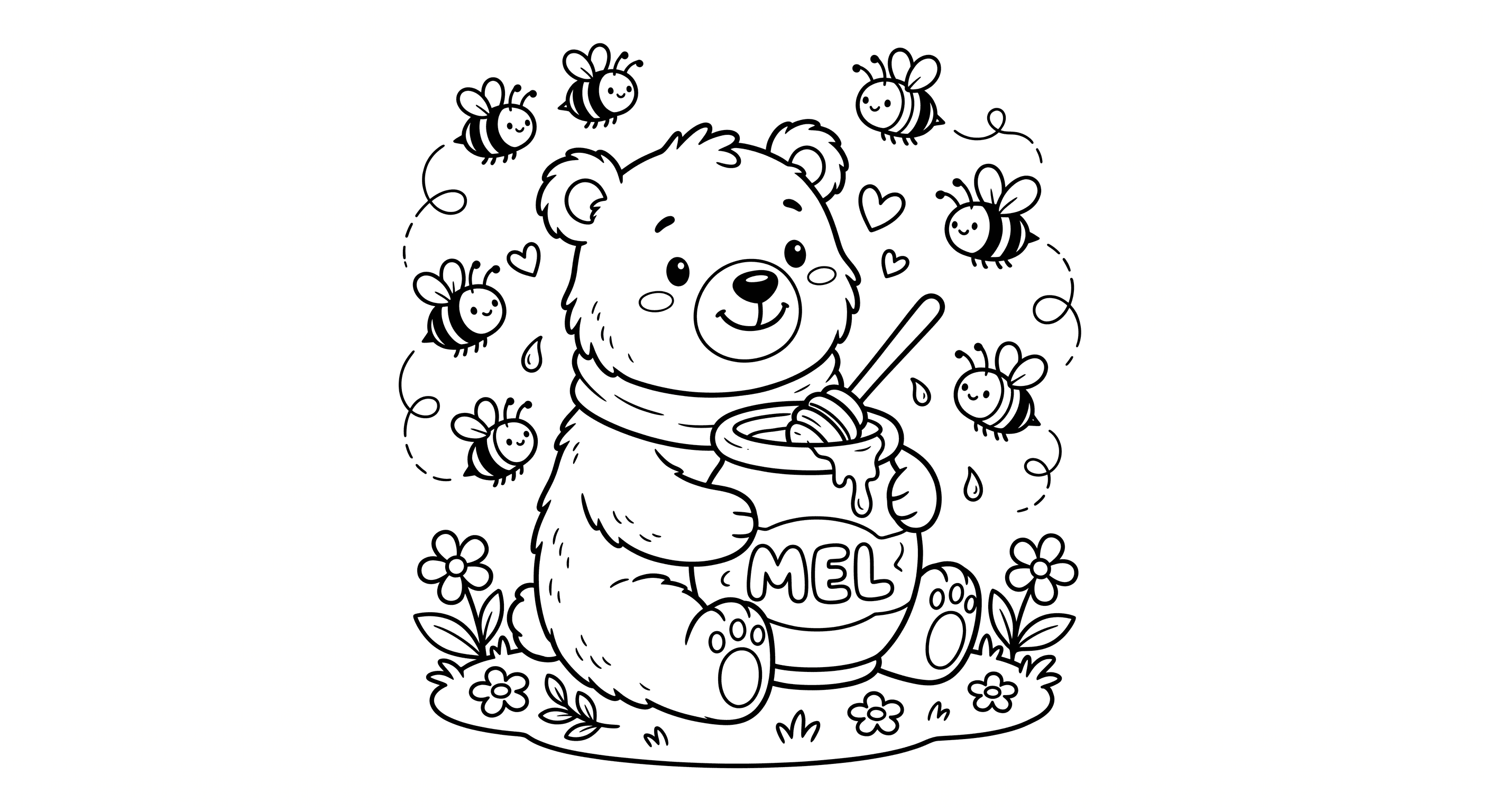 Bär isst Honig Ausmalbild