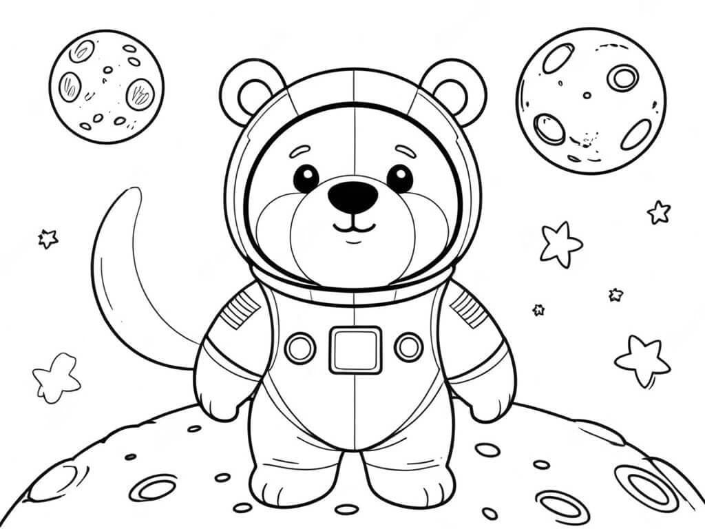 Astronauten-Bär Ausmalbild