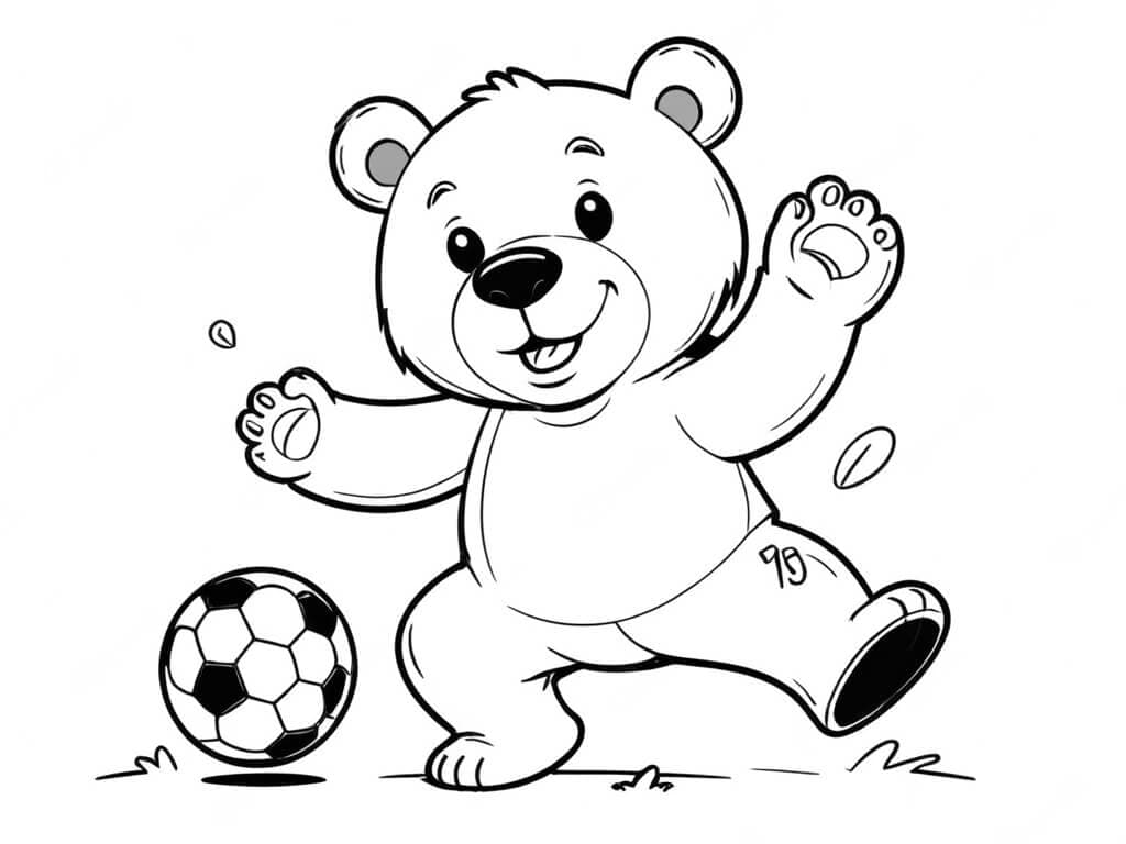 Bär spielt Ball Ausmalbild