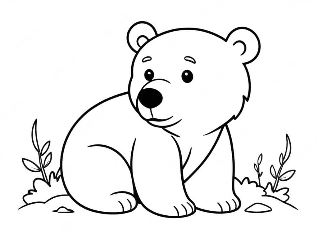 Bär umarmt Gras Ausmalbild