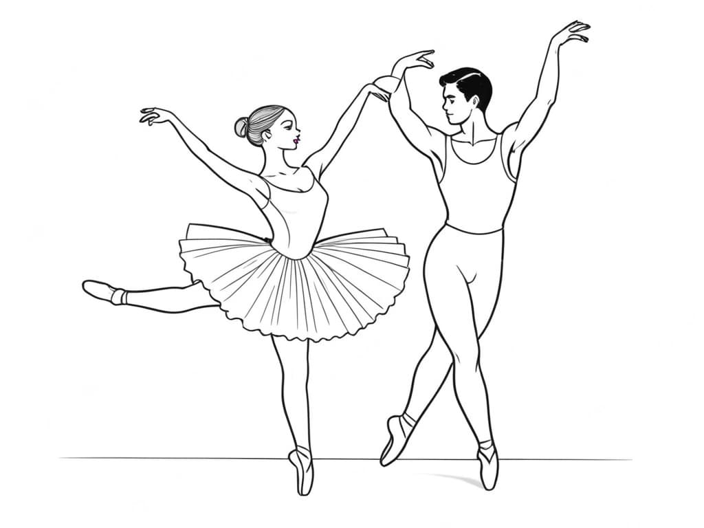 Ballerina und Tänzer Ausmalbild