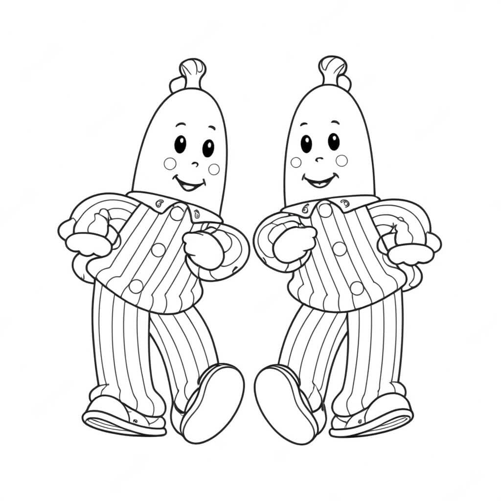 Bananen im Pyjama Ausmalbild