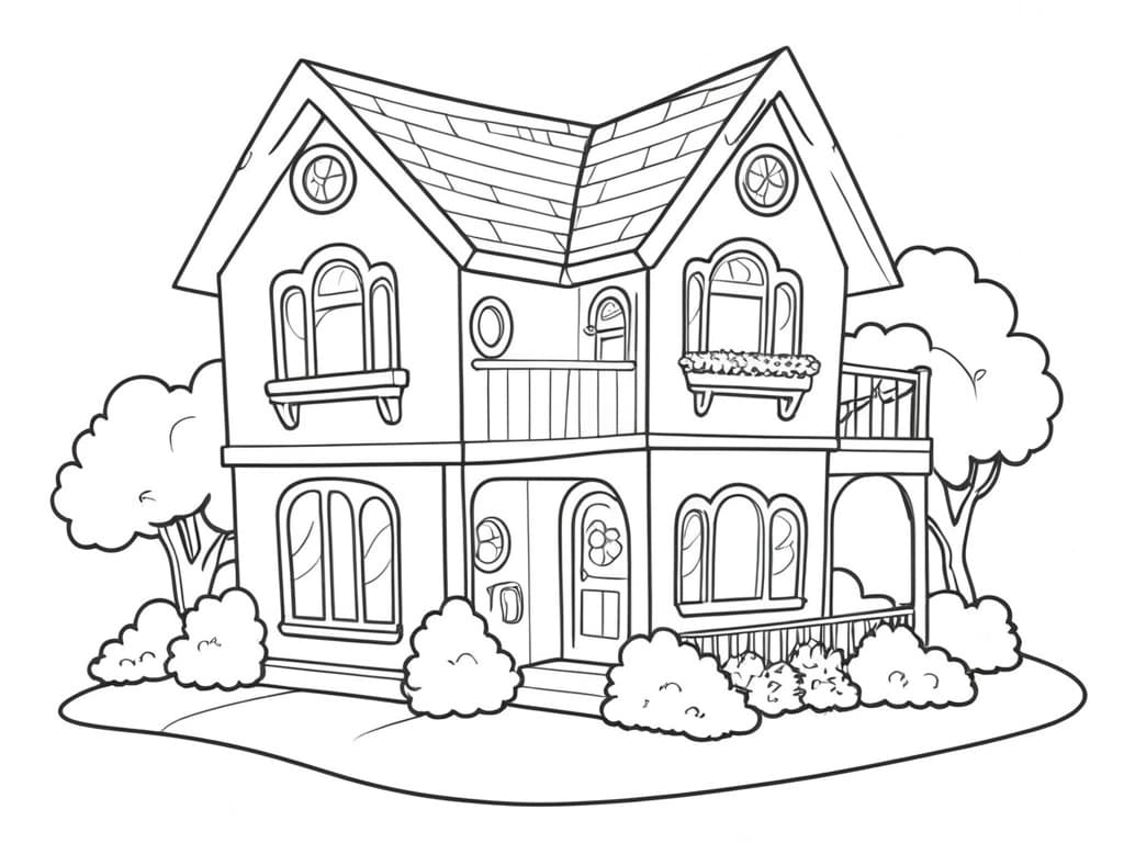 Barbie Traumhaus Ausmalbild