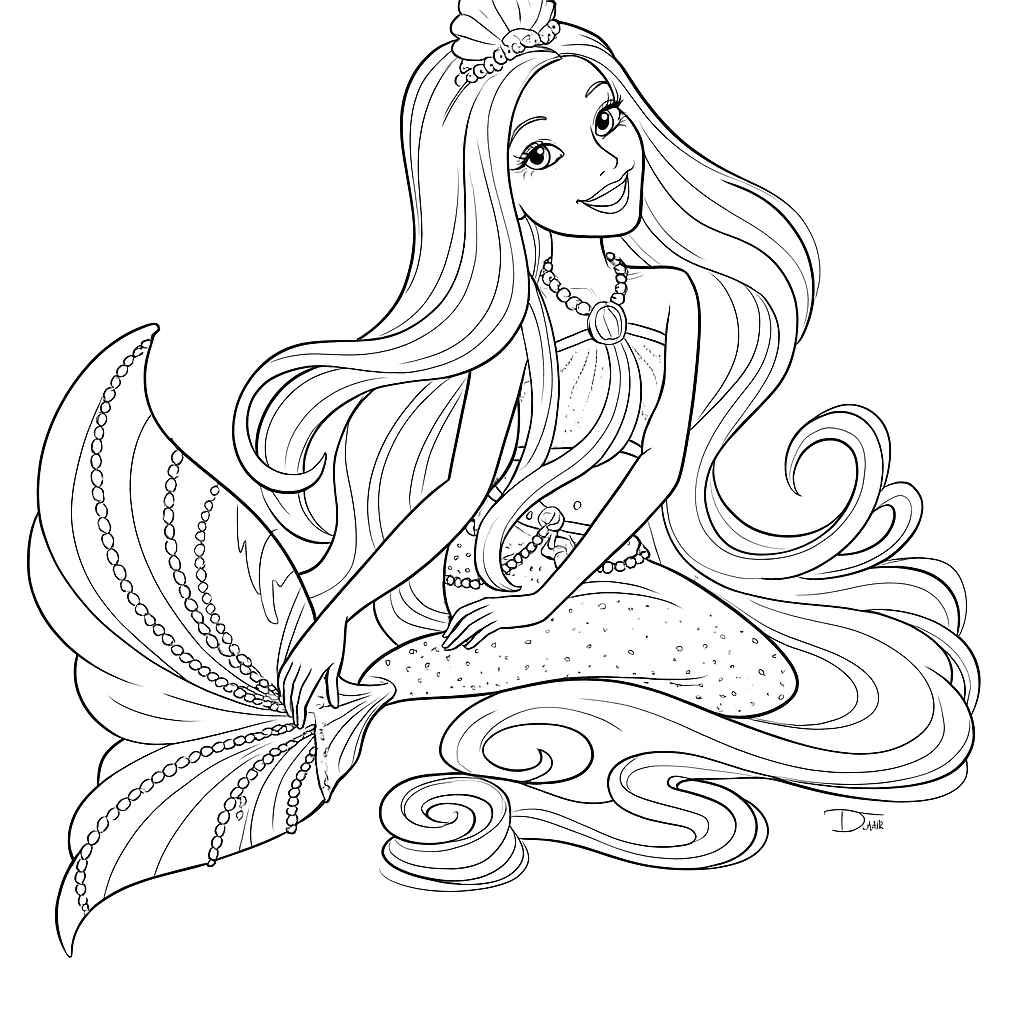 Schöne Barbie Meerjungfrau Ausmalbild