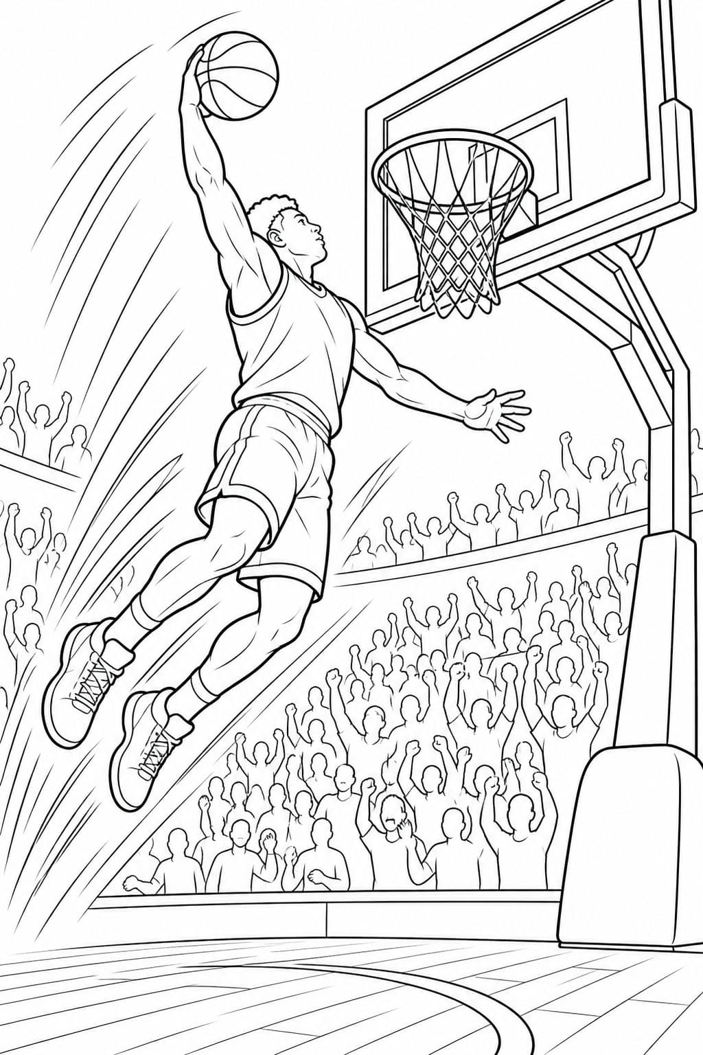Basketballspieler beim Dunk Ausmalbild
