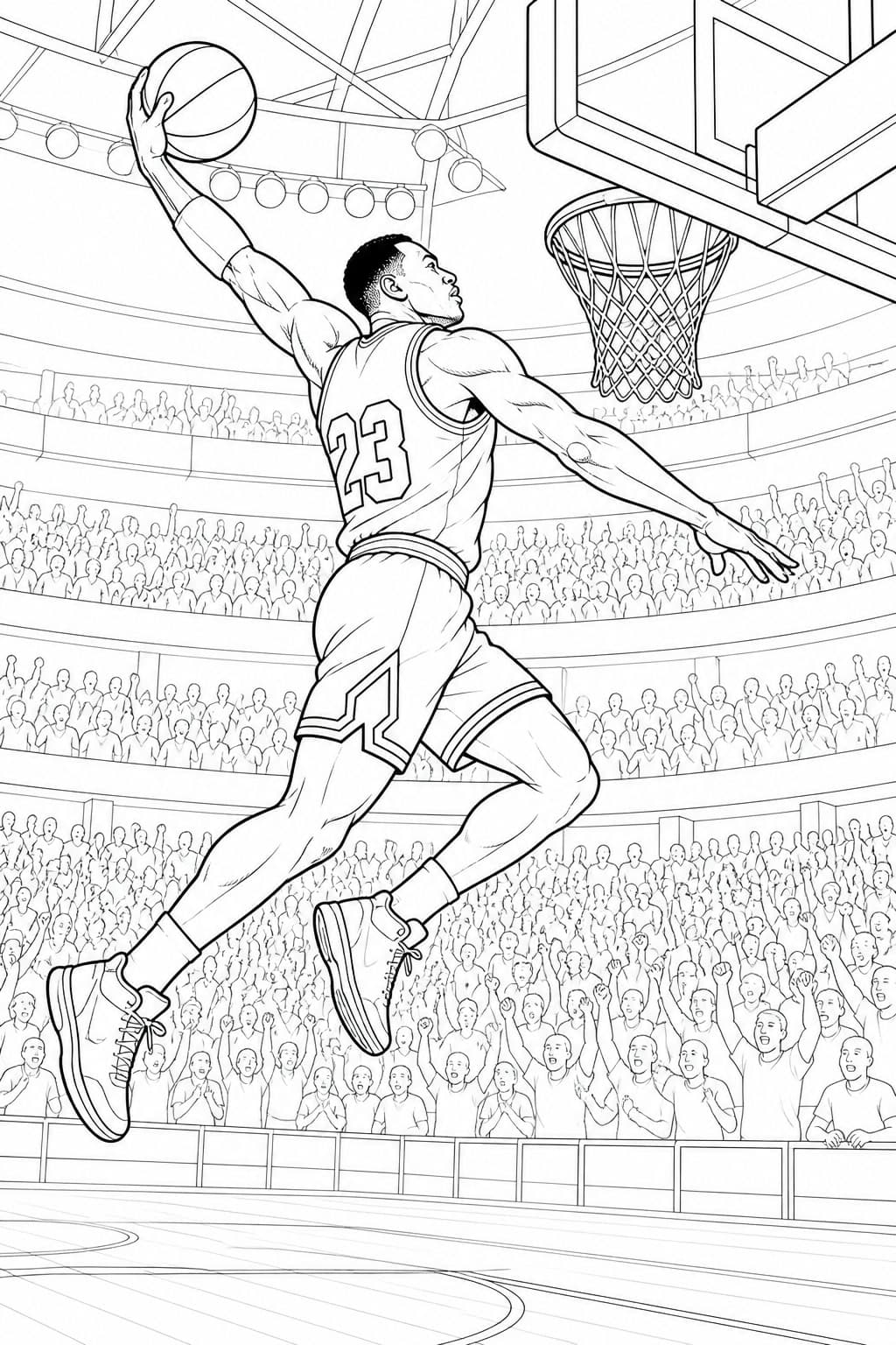 LeBron James beim Dunk Ausmalbild