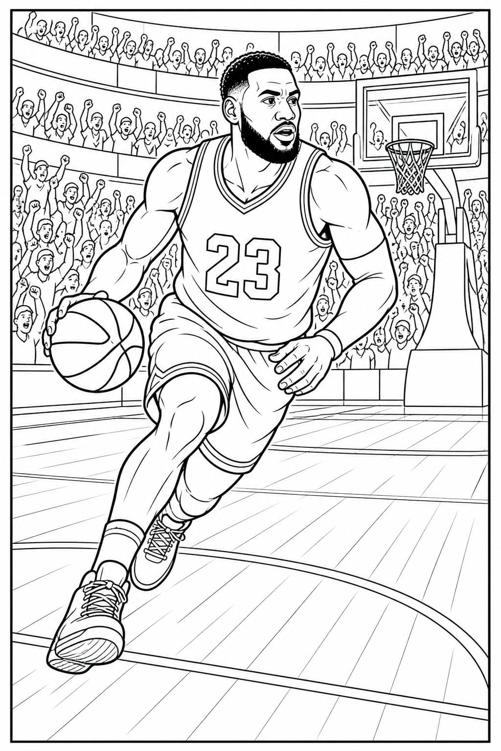 LeBron James spielt Basketball Ausmalbild