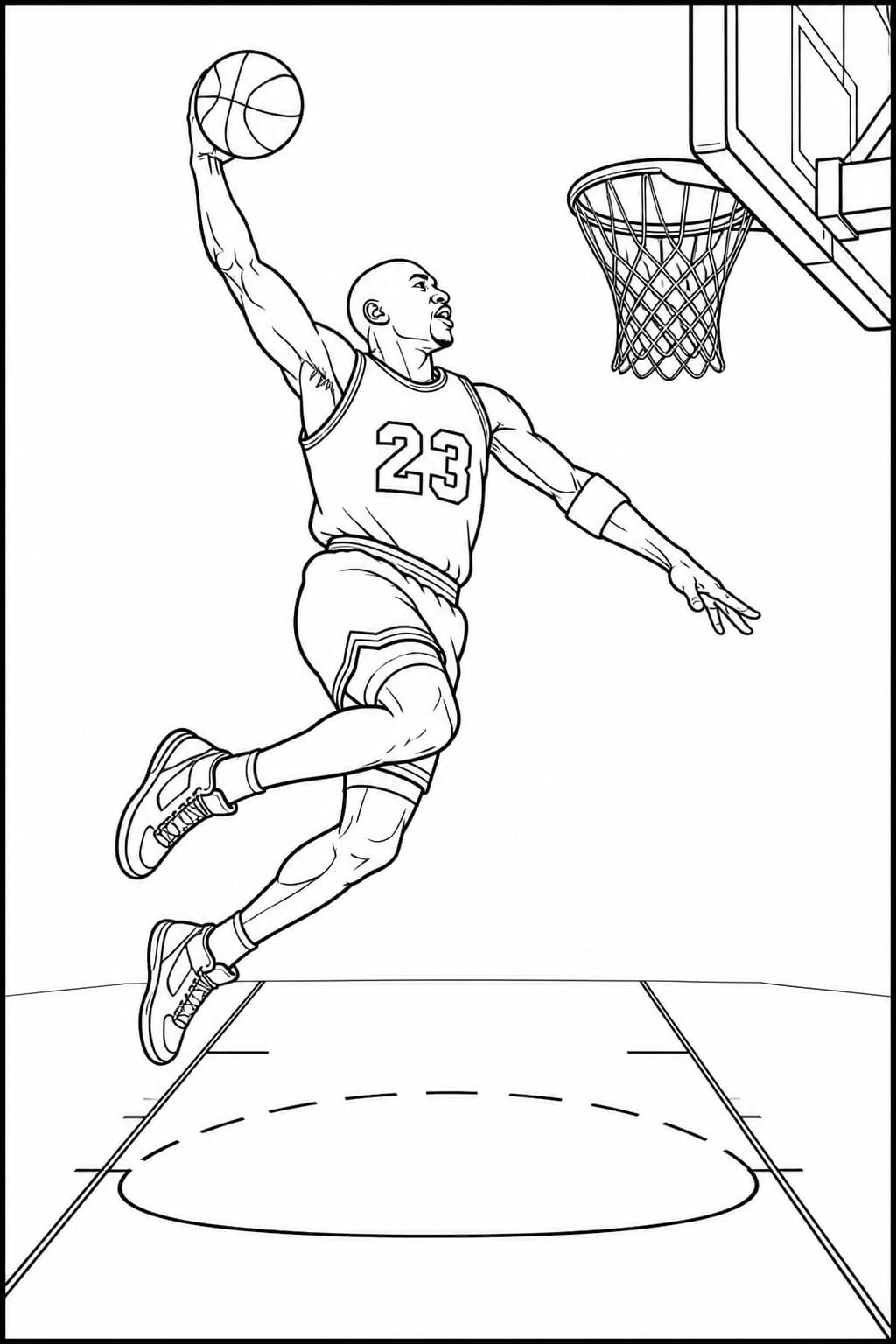 Michael Jordan beim Dunk Ausmalbild