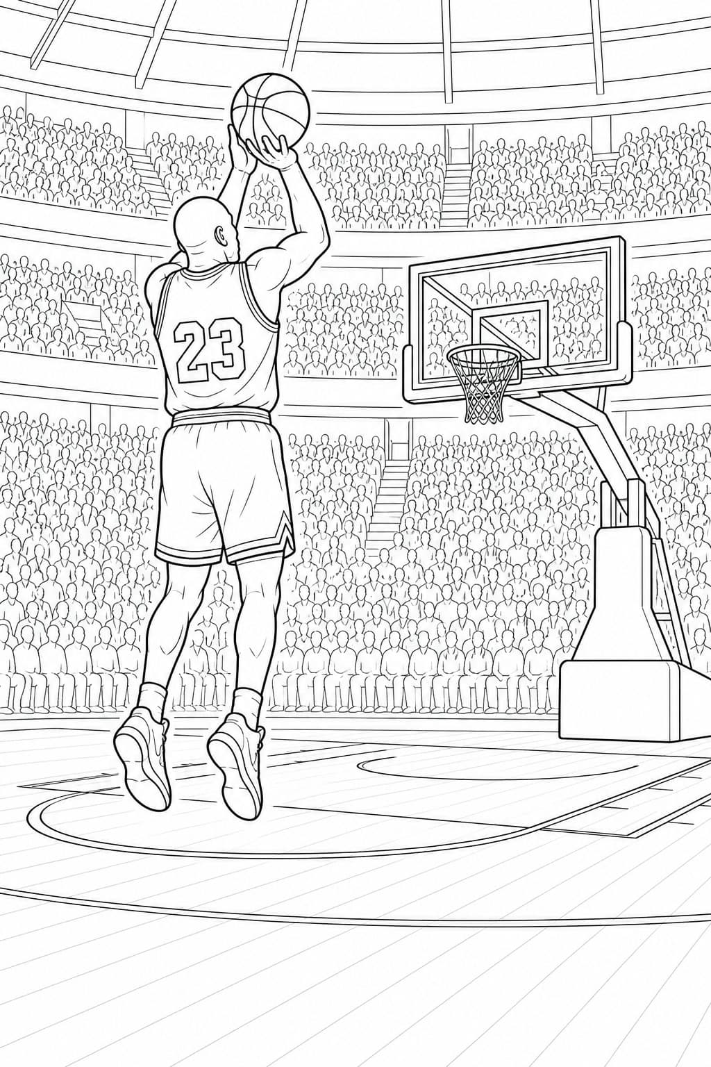 Michael Jordan beim Sprungwurf Ausmalbild