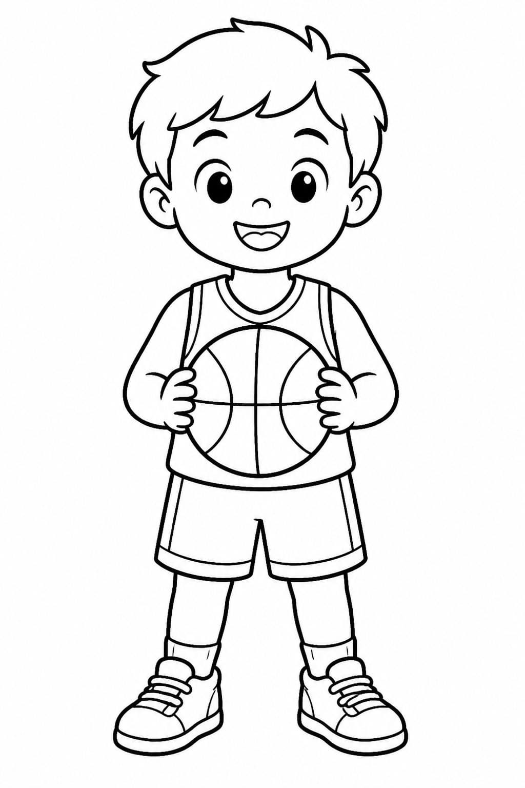 Niedliches Kind mit Basketball Ausmalbild