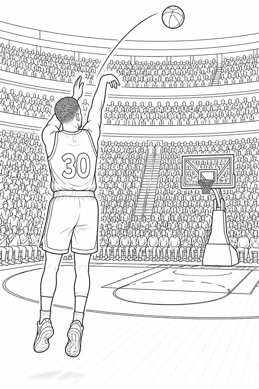 Stephen Curry beim Dreipunktewurf Ausmalbild