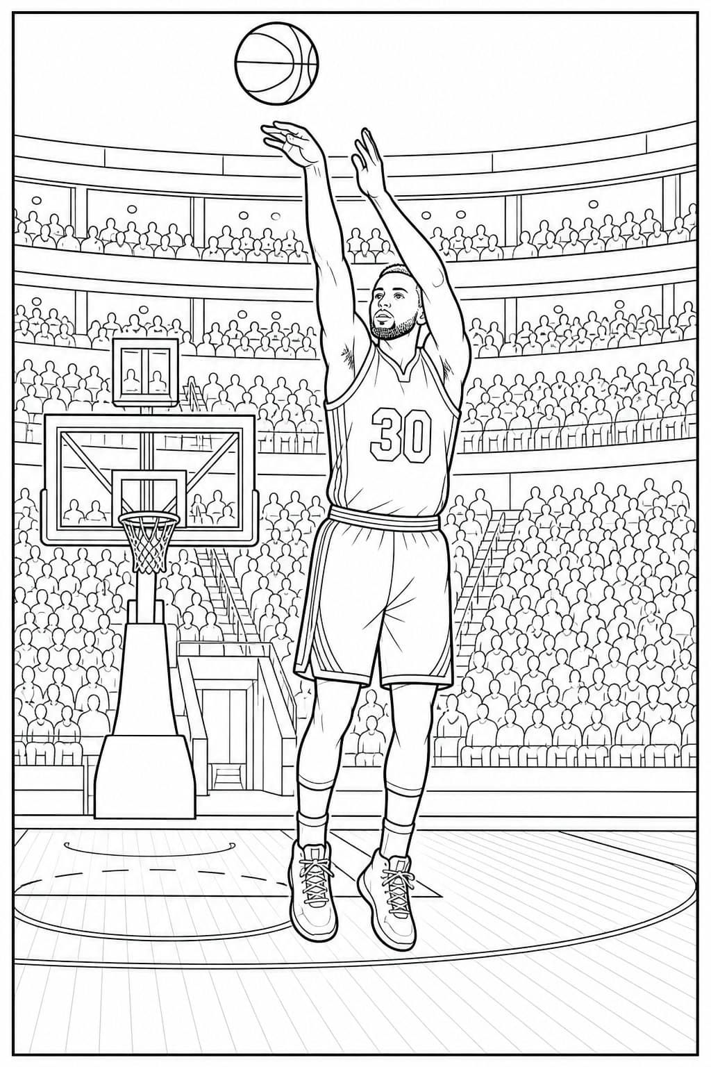 Stephen Curry beim Wurf Ausmalbild