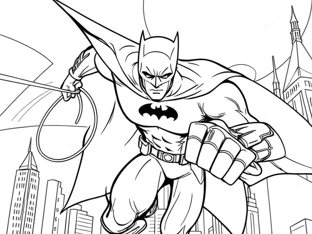 Batman in der Stadt Ausmalbild