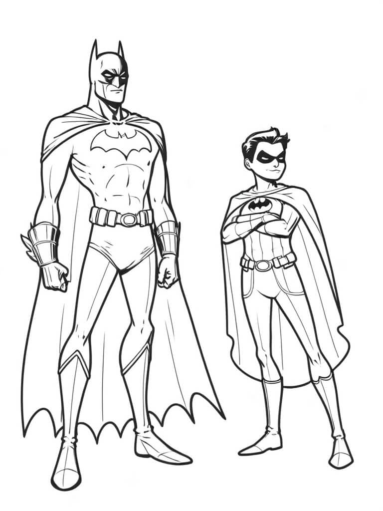 Batman mit seinem Freund Robin Ausmalbild