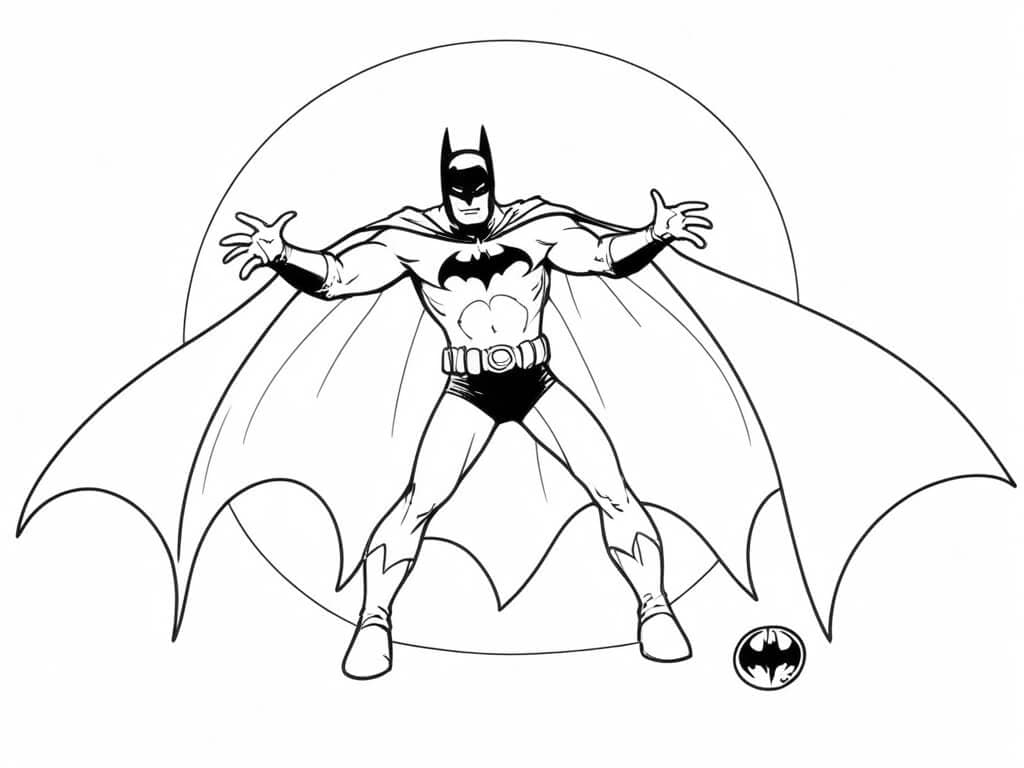 Batman mit Umhang Ausmalbild