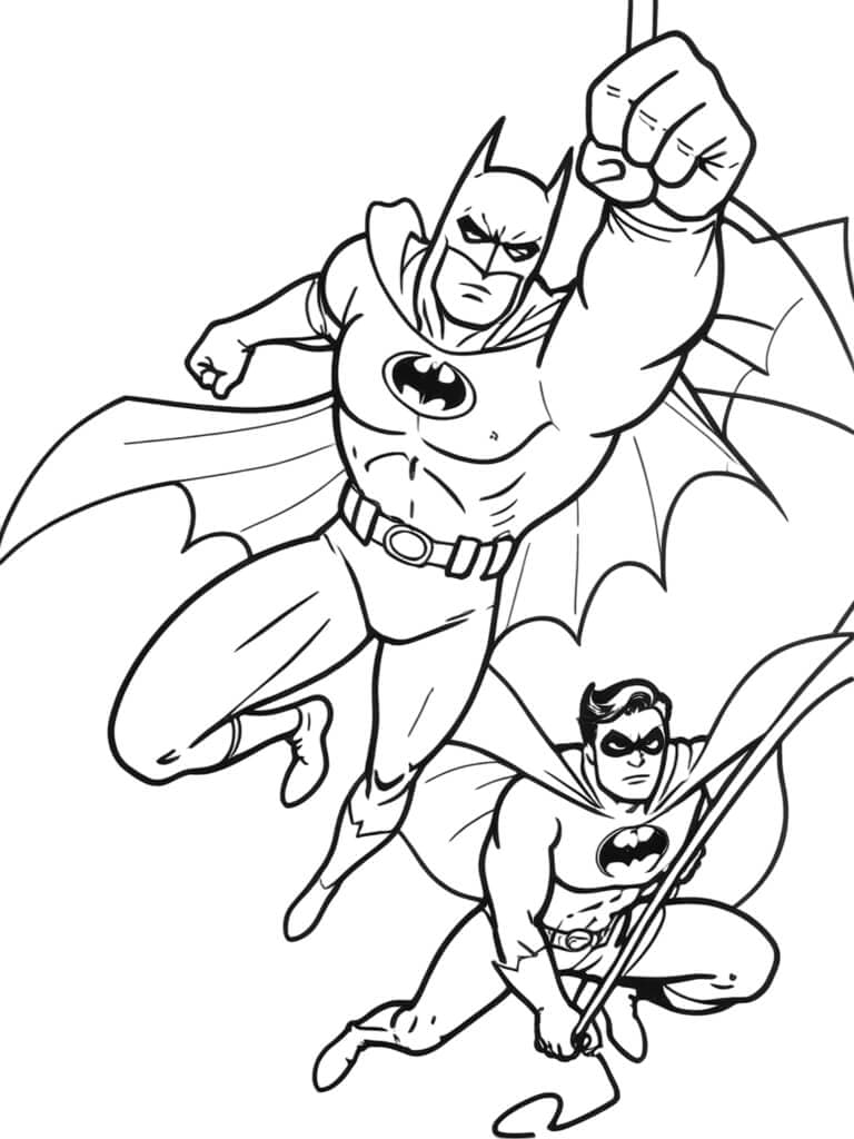Batman und Robin bekämpfen das Verbrechen Ausmalbild