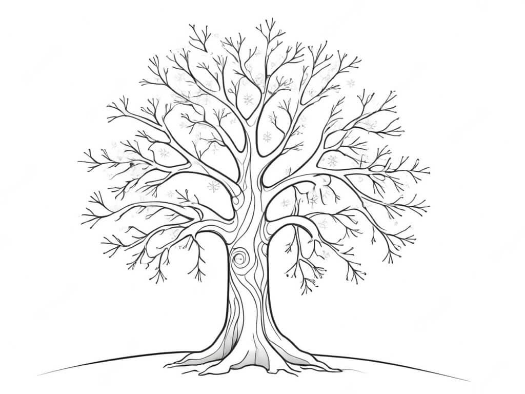 Baum im Winter Ausmalbild