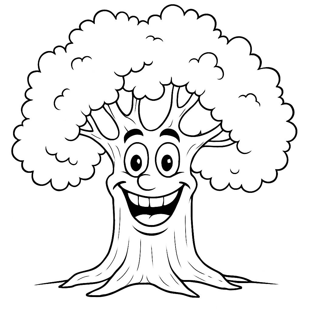 Lächelnder Baum Ausmalbild
