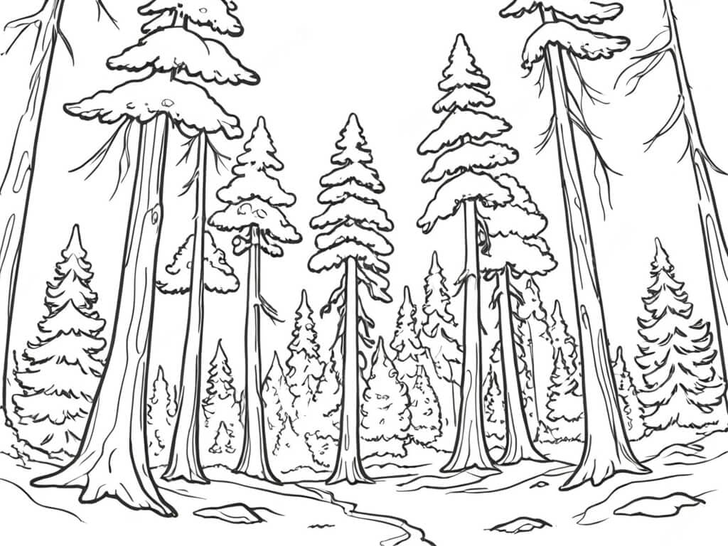 Tannenwald Ausmalbild