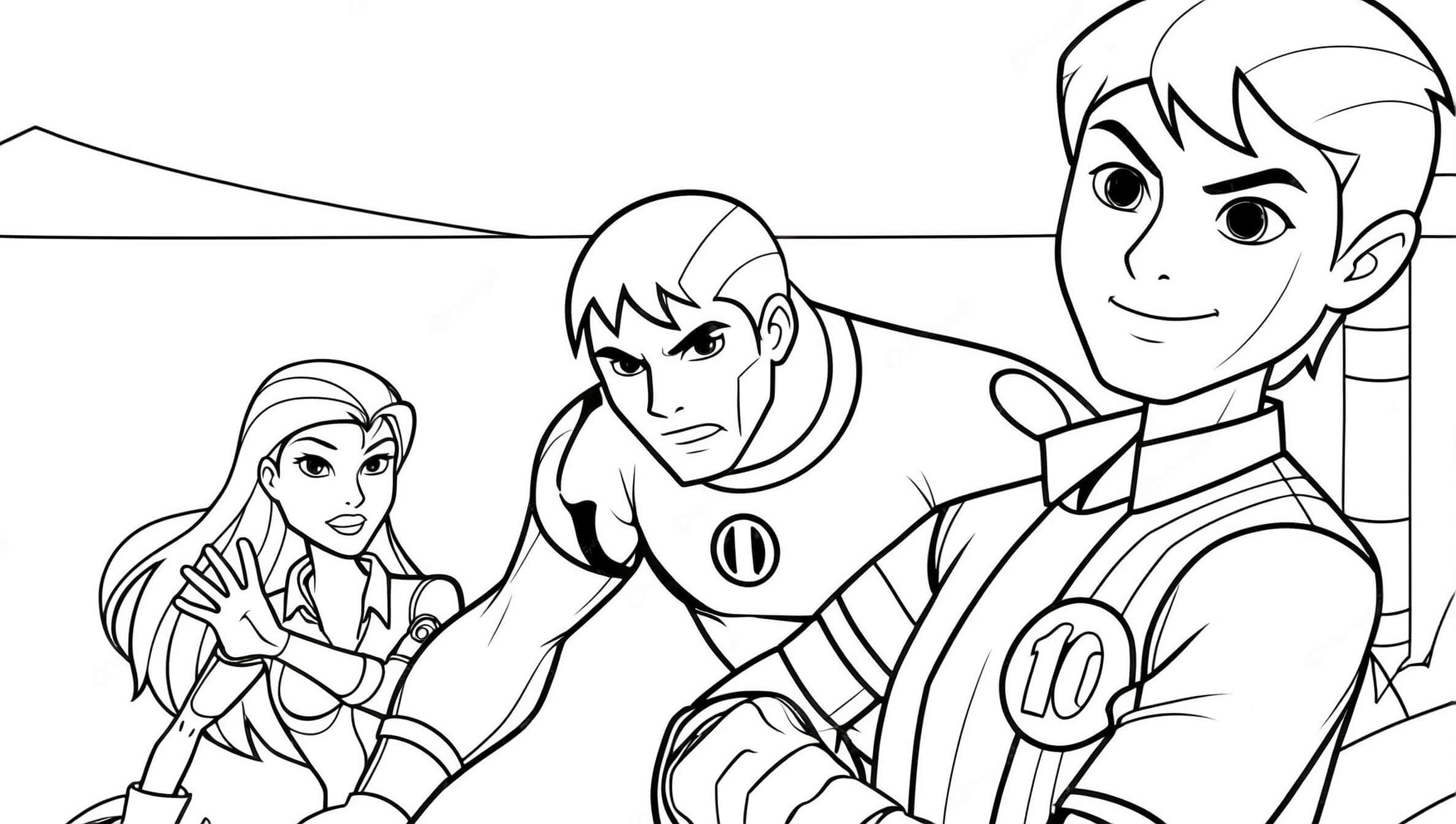 Ben 10 mit seinen Freunden Ausmalbild