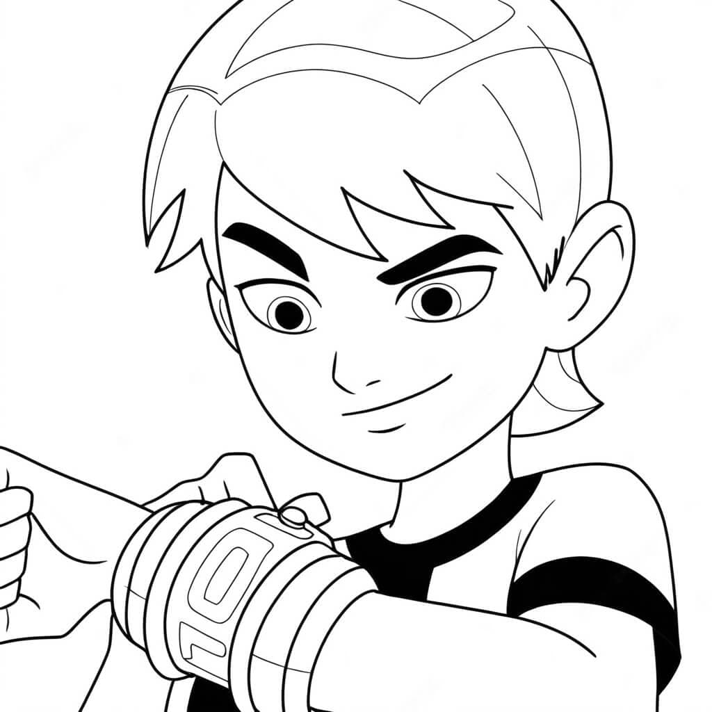 Ben stellt Omnitrix ein Ausmalbild