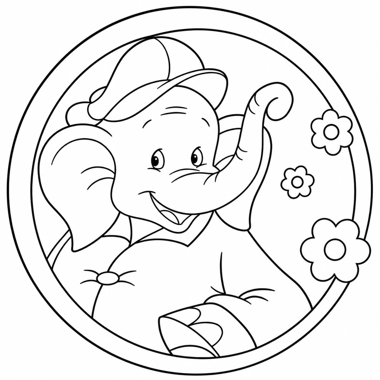 Benjamin der Elefant für Kinder Ausmalbild