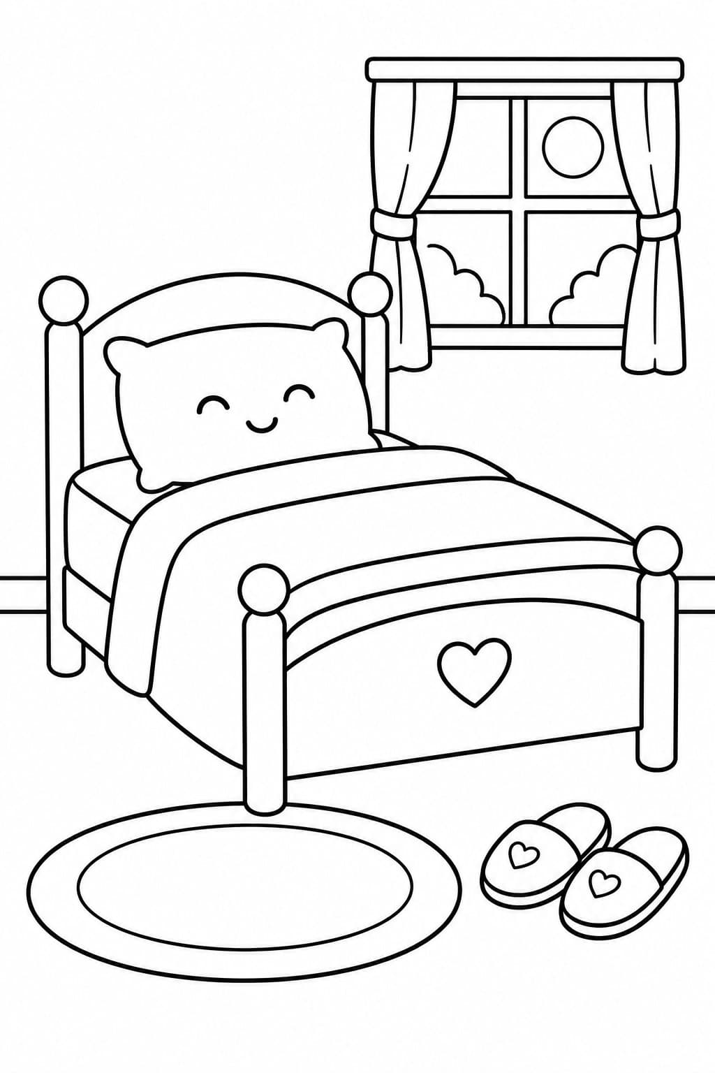 Einfaches Bett Ausmalbild