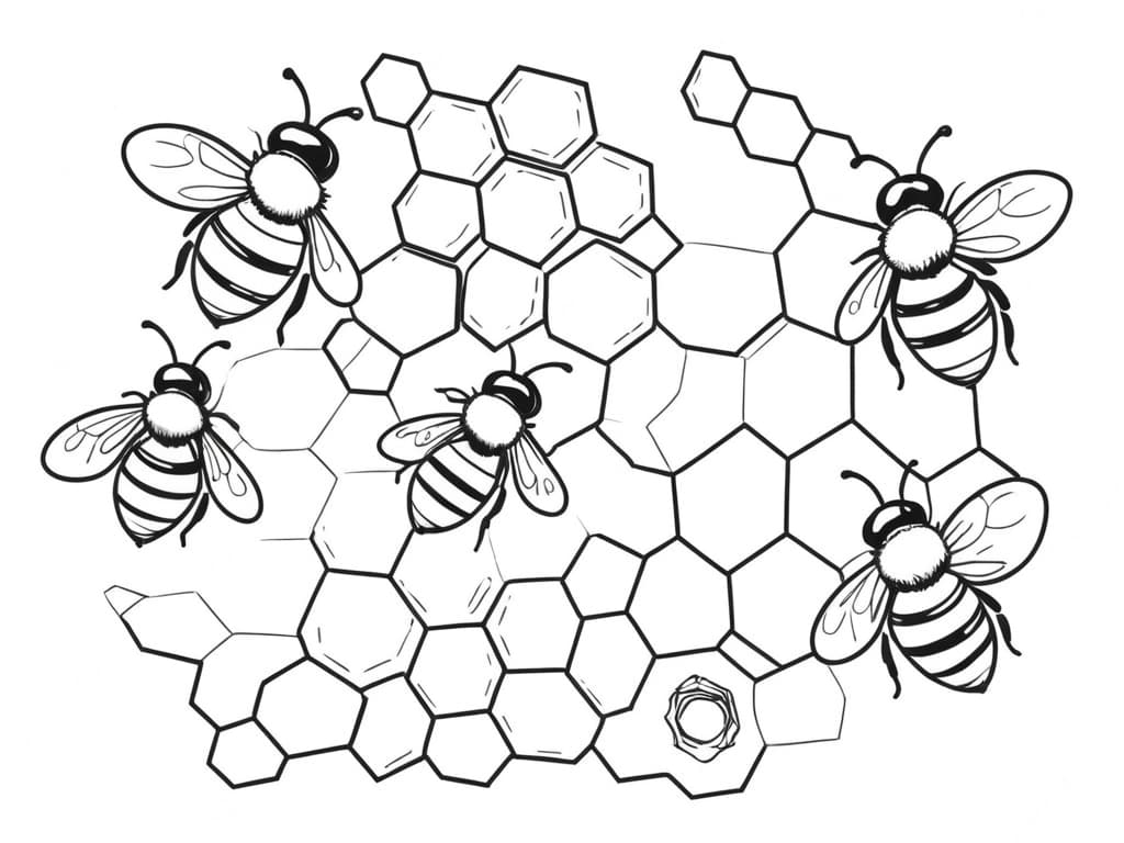 Biene mit Wabe Ausmalbild