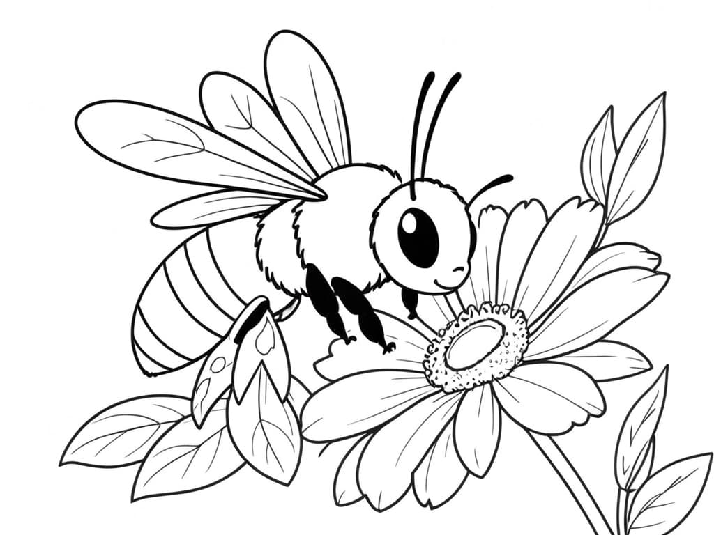 Biene und Blume Ausmalbild