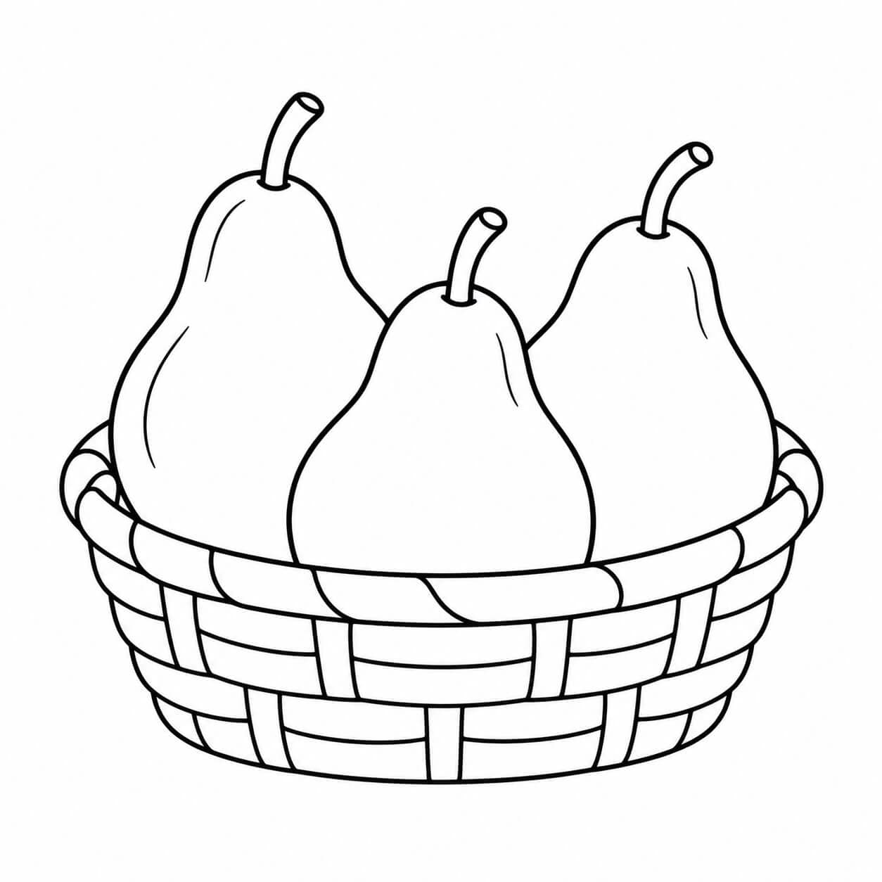 Birnen im Korb Ausmalbild