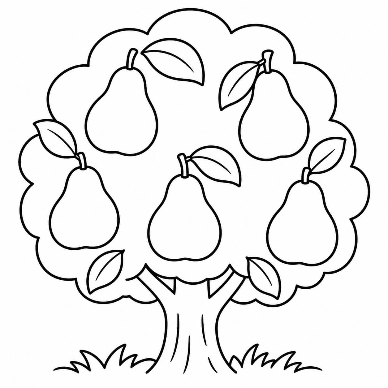 Einfacher Birnbaum Ausmalbild