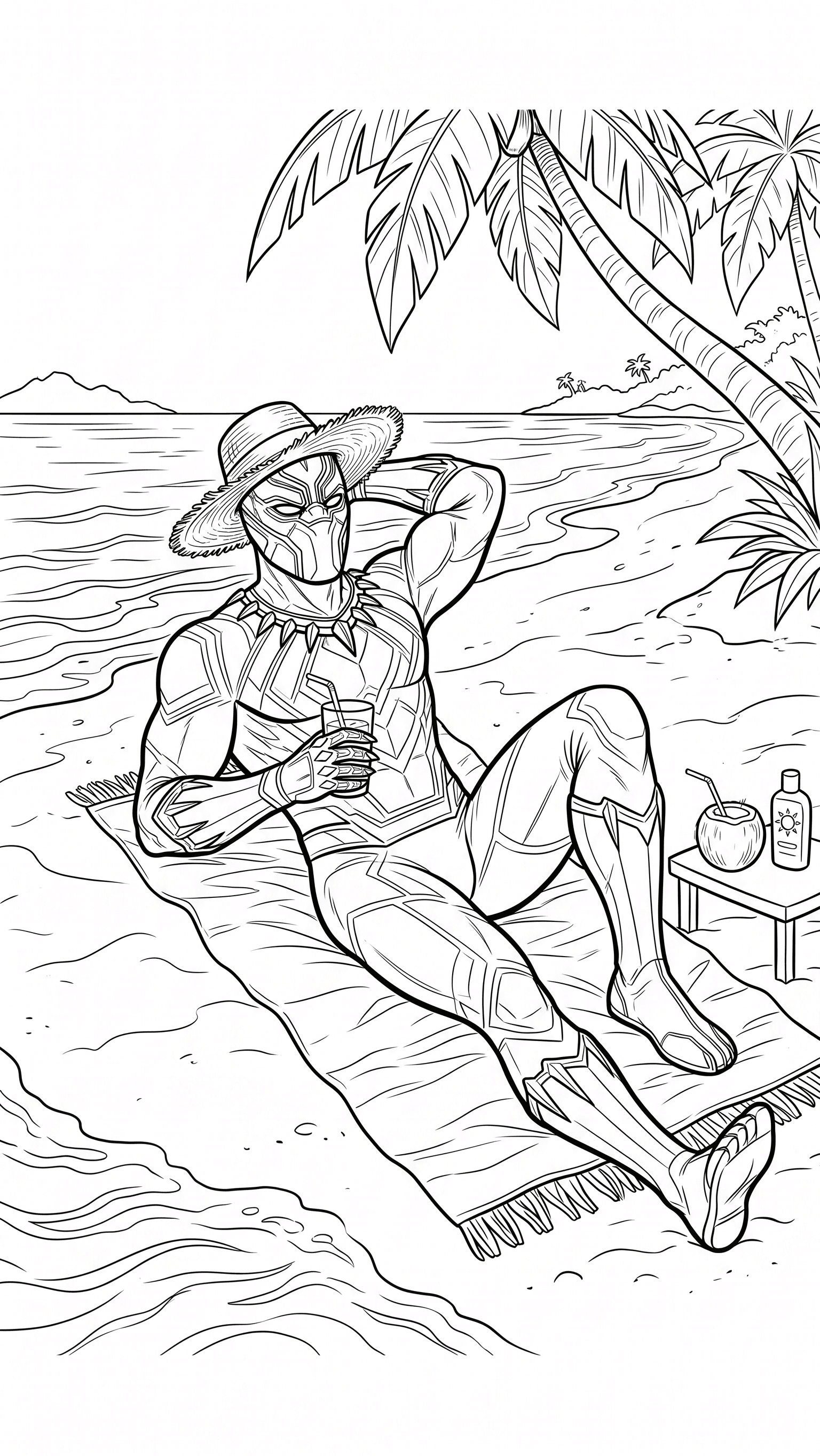 Black Panther am Strand Ausmalbild