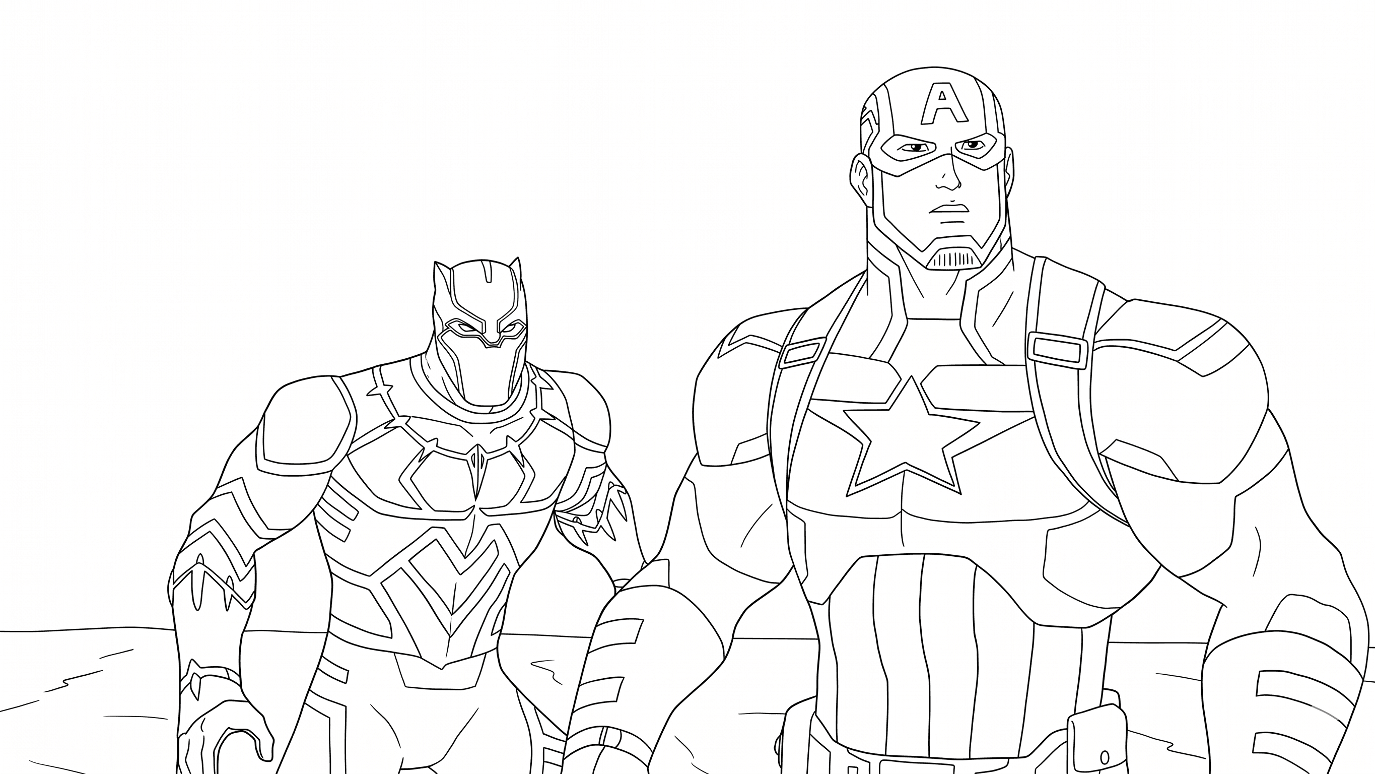Black Panther und Captain America Ausmalbild