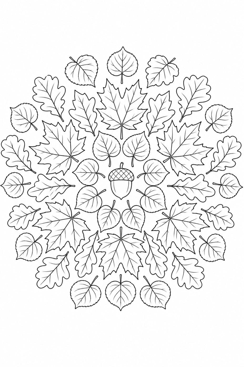 Blätter Mandala Ausmalbild
