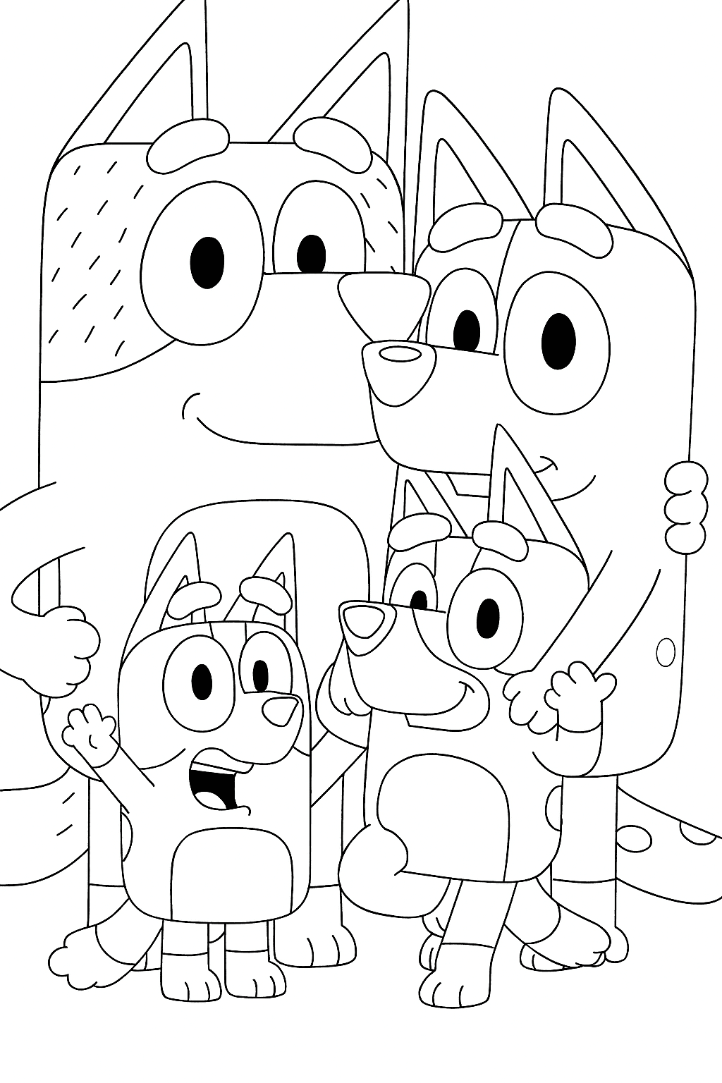 Bluey Familie Ausmalbild