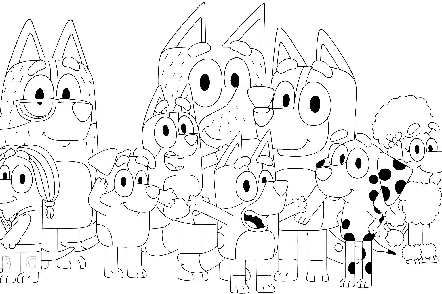 Bluey Figuren Ausmalbild