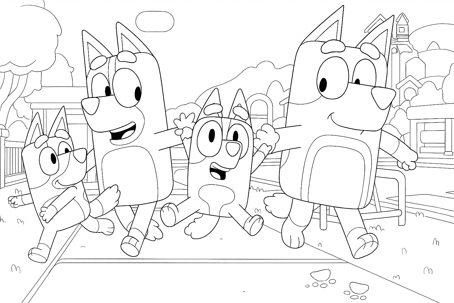 Bluey mit ihrer Klasse Ausmalbild