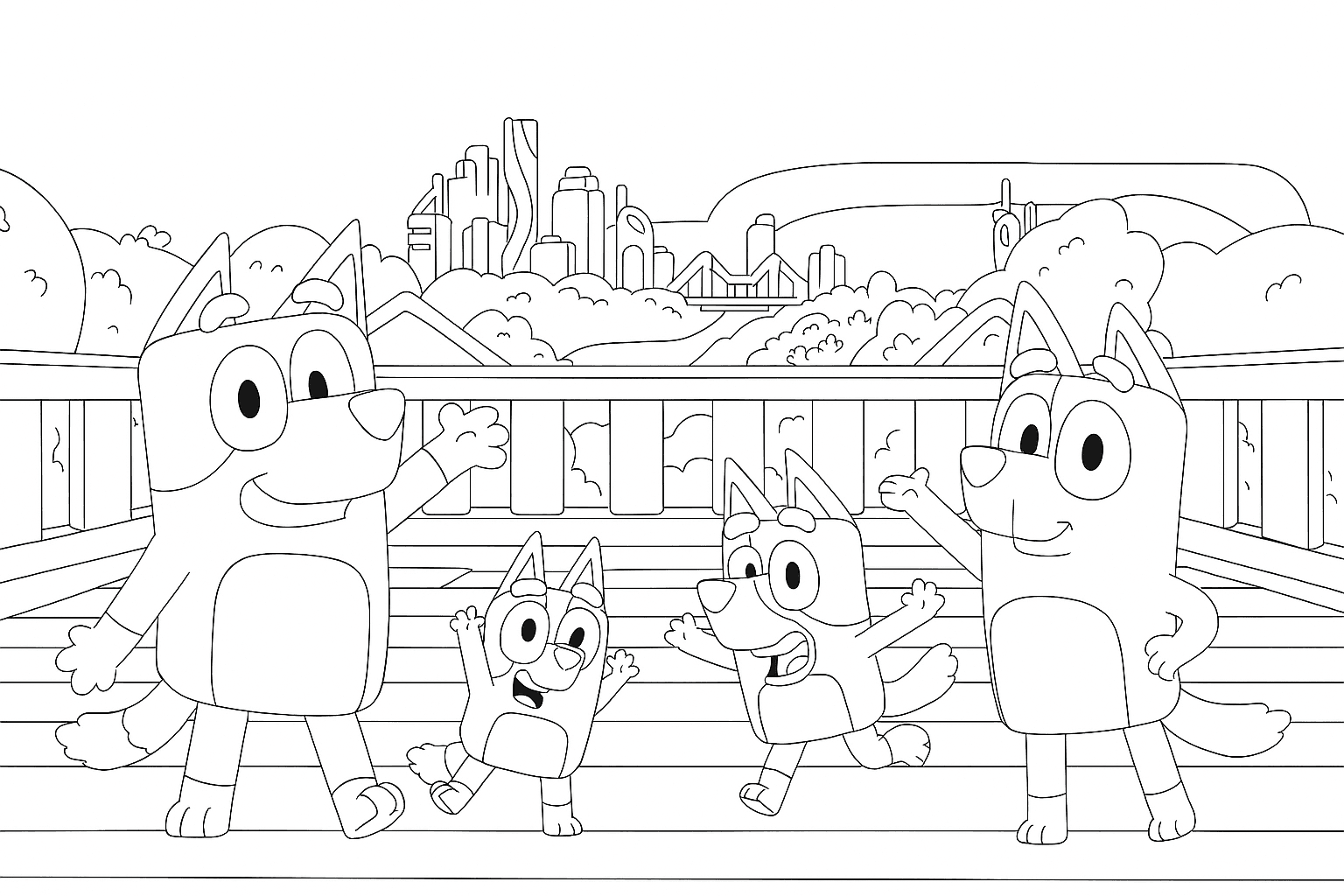 Familie aus Bluey Ausmalbild