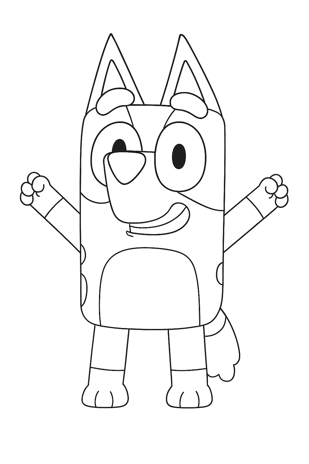 Fröhliche Bluey Ausmalbild