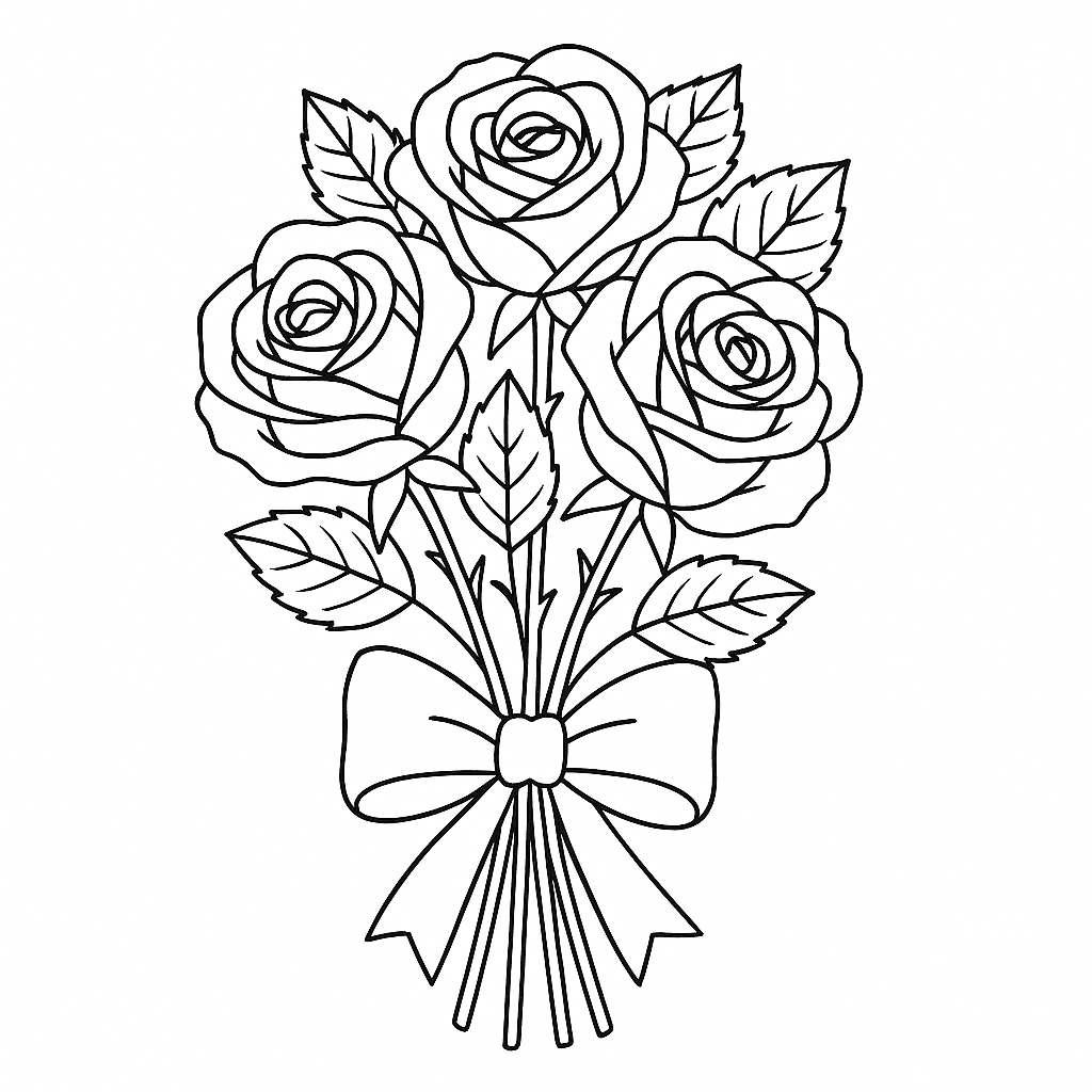Mehrere Rosen Ausmalbild