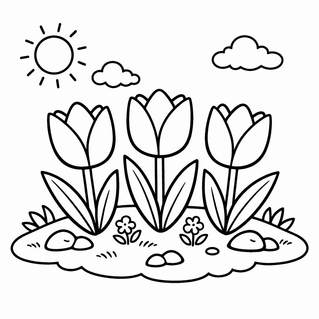 Tulpe im Garten Ausmalbild