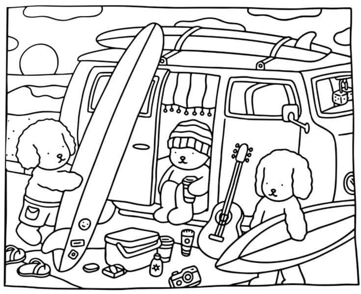 Bobbie Goods Surfer Ausmalbild
