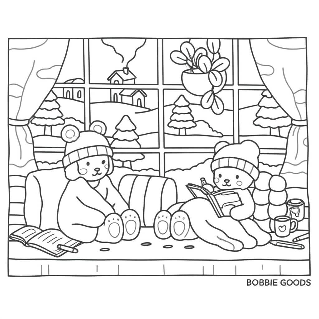 Bobbie Goods Winterszene Ausmalbild
