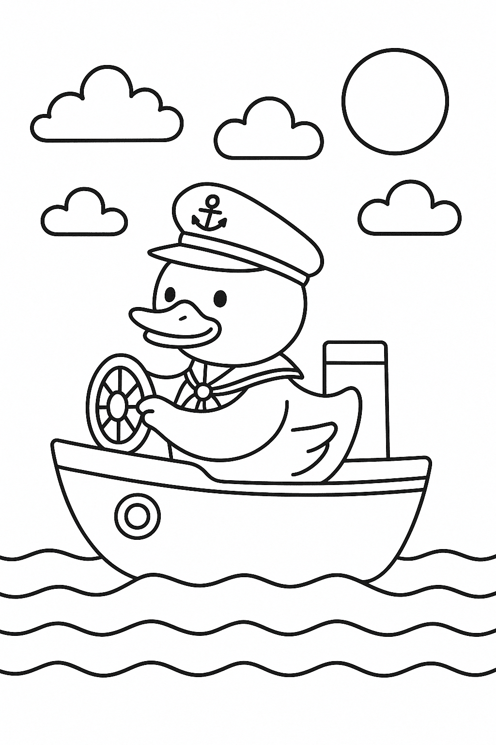 Boot mit Kapitans-Ente Ausmalbild