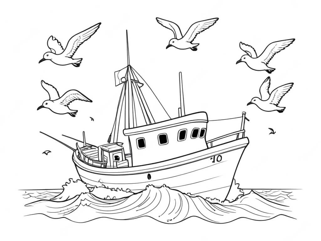 Fangboot Ausmalbild