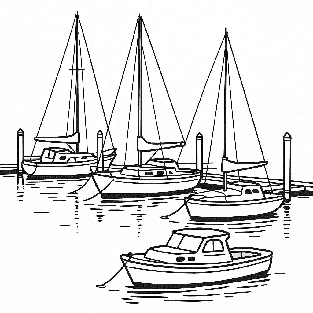 Fischereiboote Ausmalbild