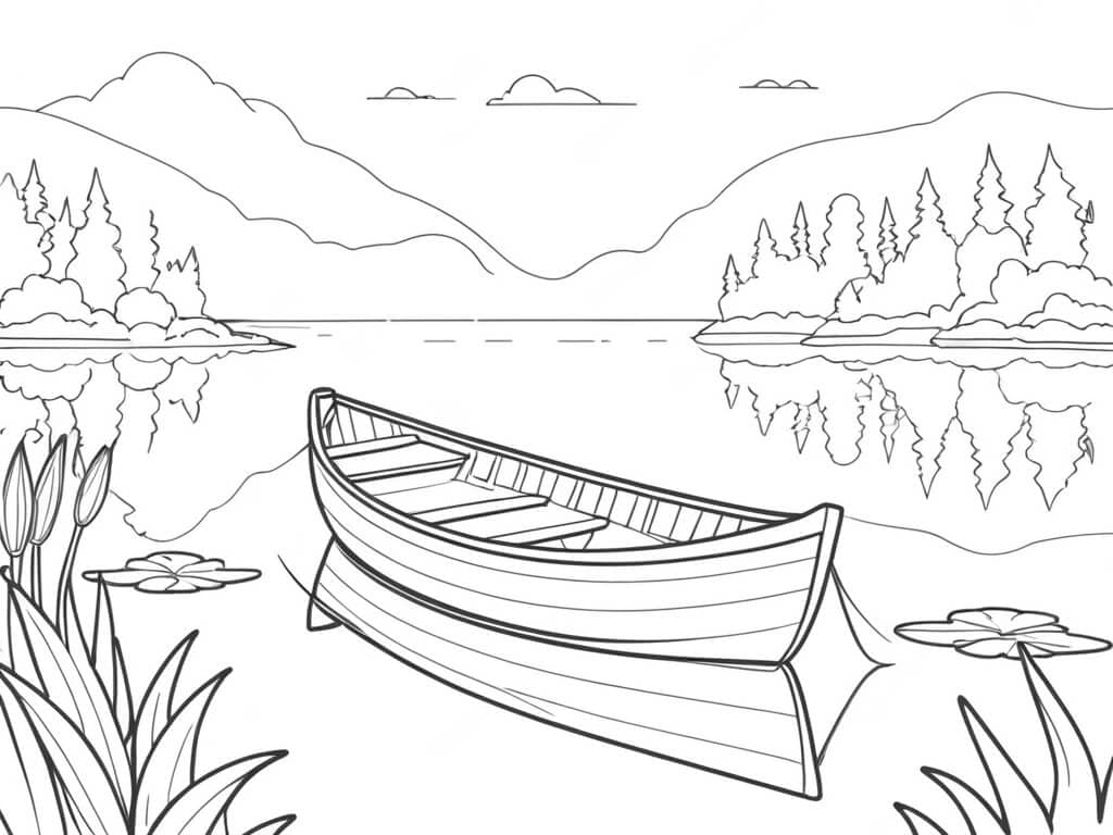 Kleines Boot auf See Ausmalbild