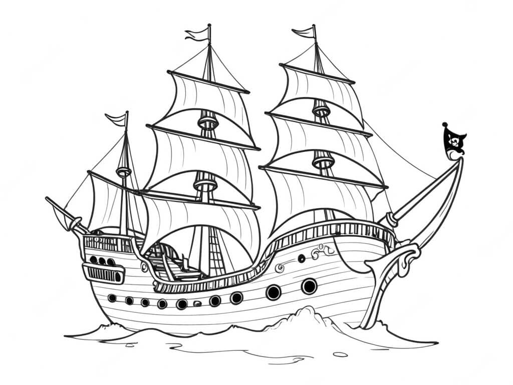 Piratenboot Ausmalbild